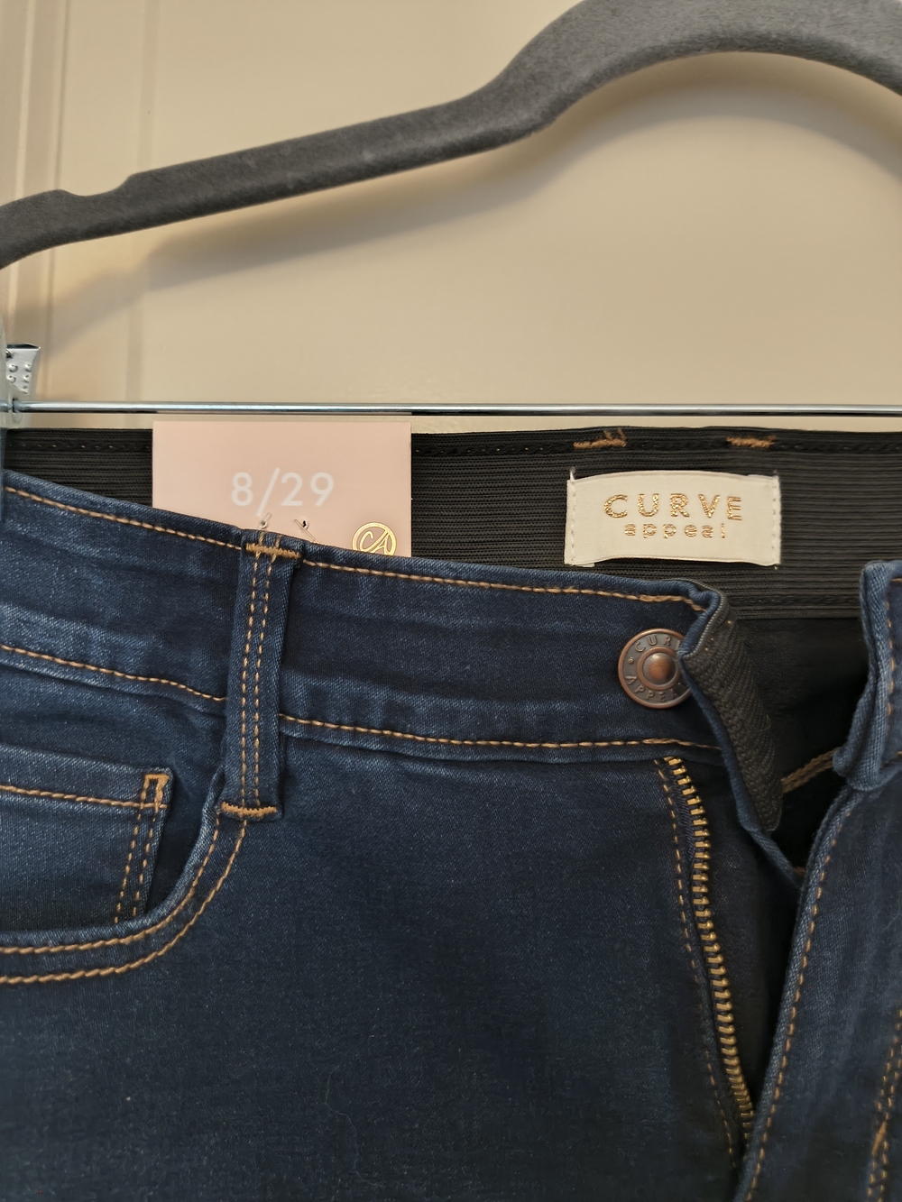 Curve Appeal Women’s Skinny Jeans in Dark Blue - Picture 3 of 4